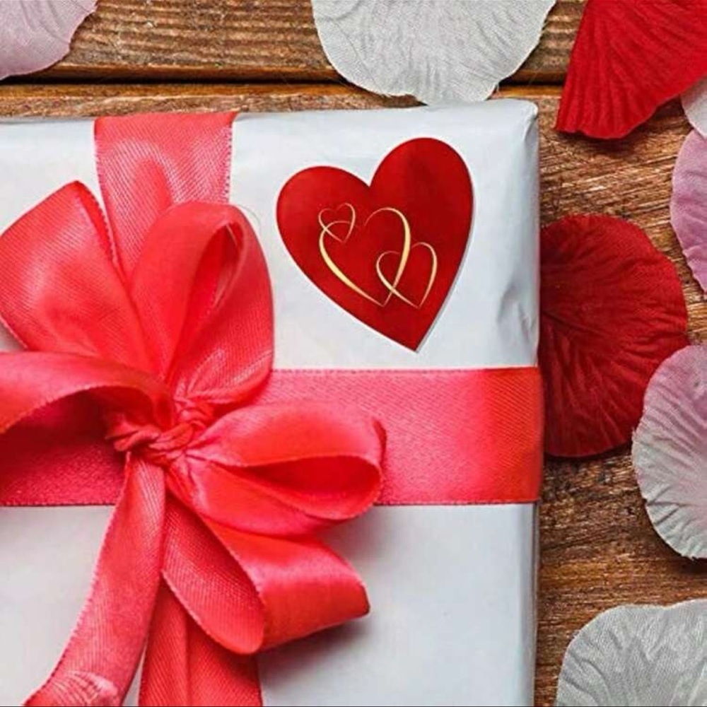 Roll Red Heart Stickers Self-Adhesive Cute Style Love Pattern Sticker 1" round - Picture 3 of 4
